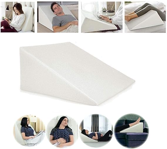 Large Orthopaedic Wedge Pillow for Adults, Acid Reflux, Reduce Snoring Back Neck Leg Pain Heartburn, Maternity Pregnancy Support Quilted/Washable Zip Cover