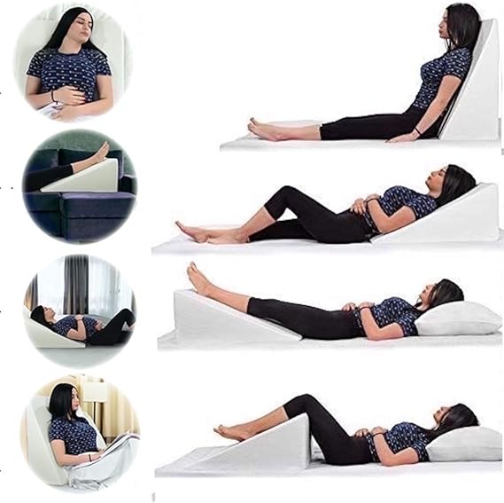 Large Orthopaedic Wedge Pillow for Adults, Acid Reflux, Reduce Snoring Back Neck Leg Pain Heartburn, Maternity Pregnancy Support Quilted/Washable Zip Cover