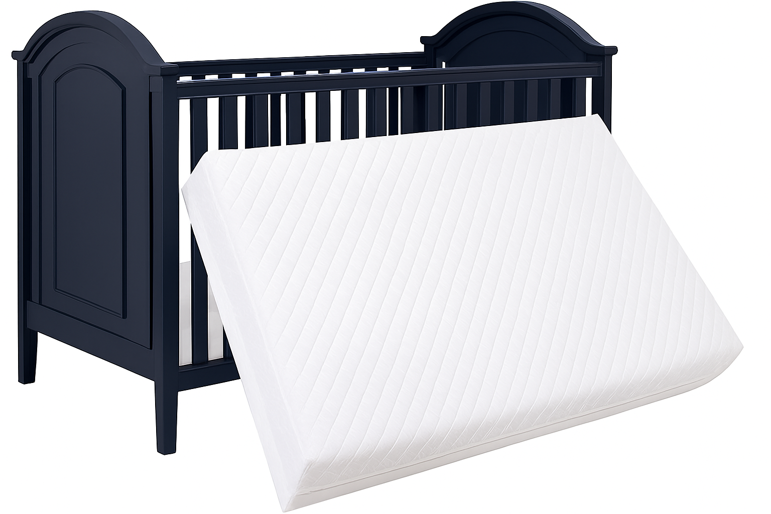 Baby Travel Cot Bed Mattress - Quilted Breathable, Removable Zip Cover, Double Sided - Made in the UK (160 x 80 x 10 cm)