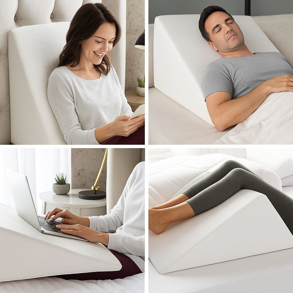 Large Orthopaedic Wedge Pillow for Adults - Acid Reflux, Snoring, Back, Neck, Leg Pain, Heartburn, Maternity & Pregnancy Support - Quilted/Washable Zip Cover