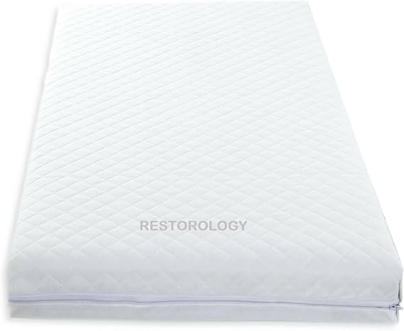 Baby Travel Cot Bed Mattress | Extra Thick | Quilted Breathable | Removable Zip Cover | Double Sided | Anti Allergy | Made in UK (140 x 70 x 7.5 cm)