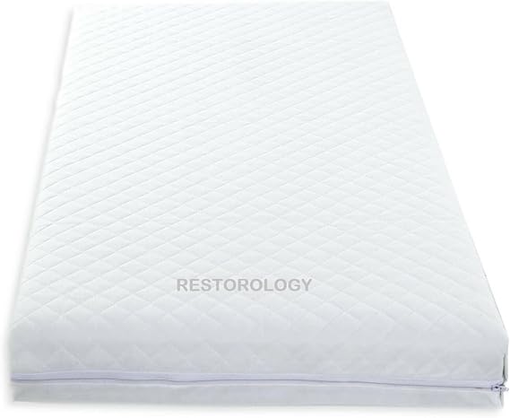 Baby Travel Cot Bed Mattress - Quilted Breathable, Removable Zip Cover, Double Sided - Made in the UK (Available in all Cot Bed Sizes) )