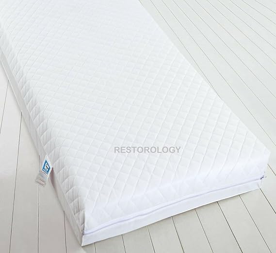 Baby Travel Cot Bed Mattress | Extra Thick | Quilted Breathable | Removable Zip Cover | Double Sided | Anti Allergy | Made in UK (140 x 70 x 7.5 cm)