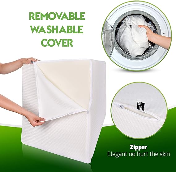 Large Orthopaedic Wedge Pillow for Adults - Acid Reflux, Snoring, Back, Neck, Leg Pain, Heartburn, Maternity & Pregnancy Support - Quilted/Washable Zip Cover
