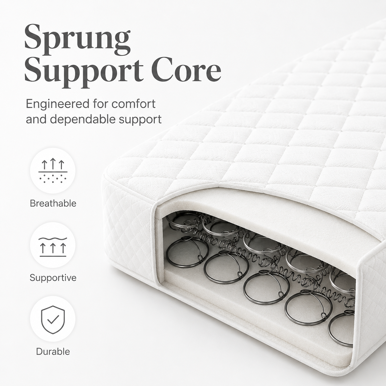 RAINBOW Breathable Sprung Cot Bed Mattress – Anti-Allergy Spring Baby Bed Mattress, Hypoallergenic Extra Thick Double Sided Cot Mattress with Removable Zip Cover – Made in UK