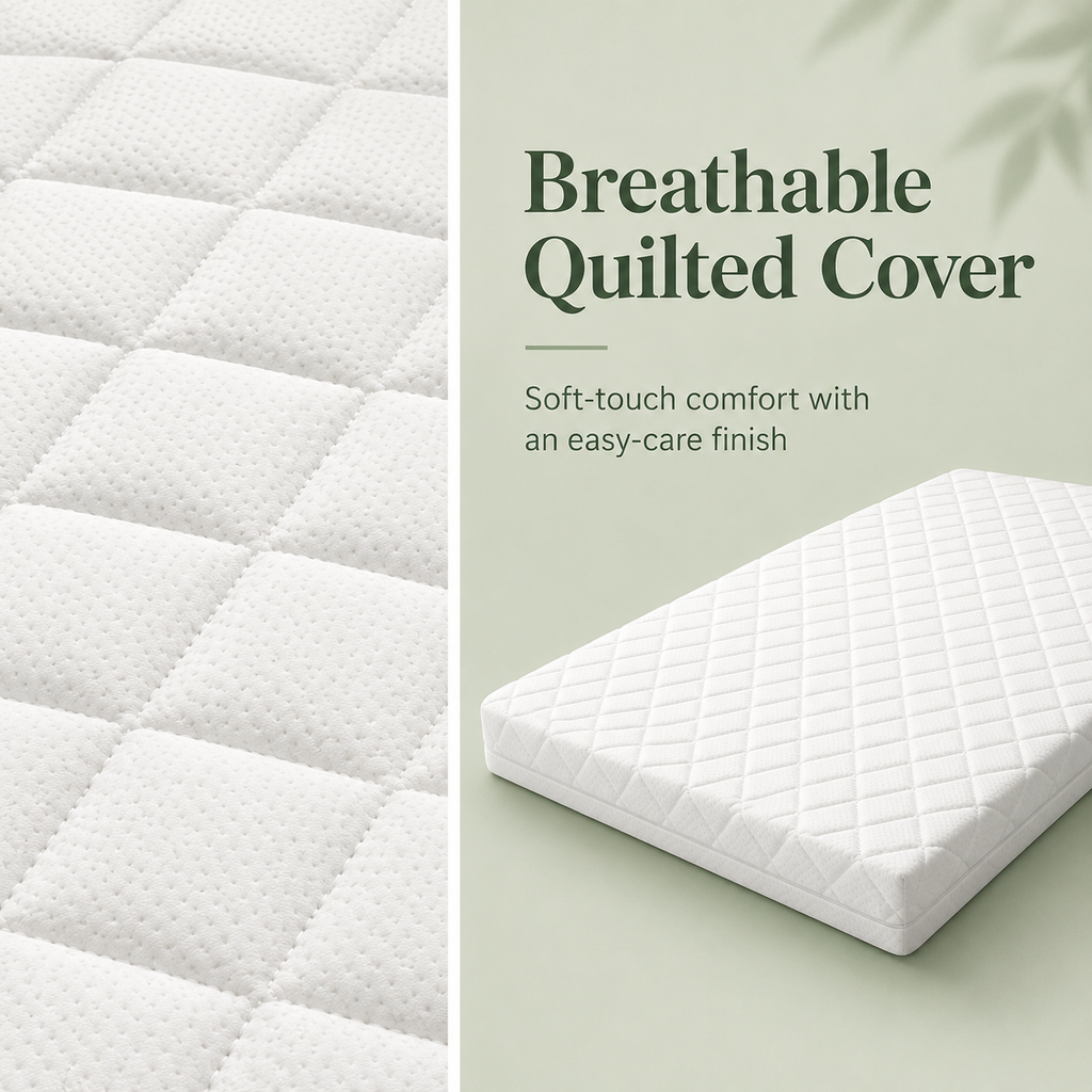 RAINBOW Breathable Sprung Cot Bed Mattress – Anti-Allergy Spring Baby Bed Mattress, Hypoallergenic Extra Thick Double Sided Cot Mattress with Removable Zip Cover – Made in UK
