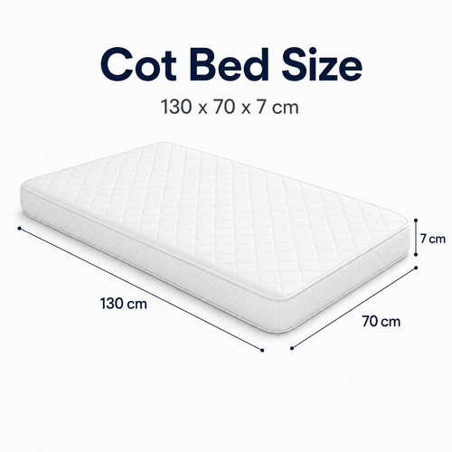 Baby Cot Bed Mattress with Super Soft Breathable Water-Resistant Quilted Zip Cover - Avilable in All Sizes
