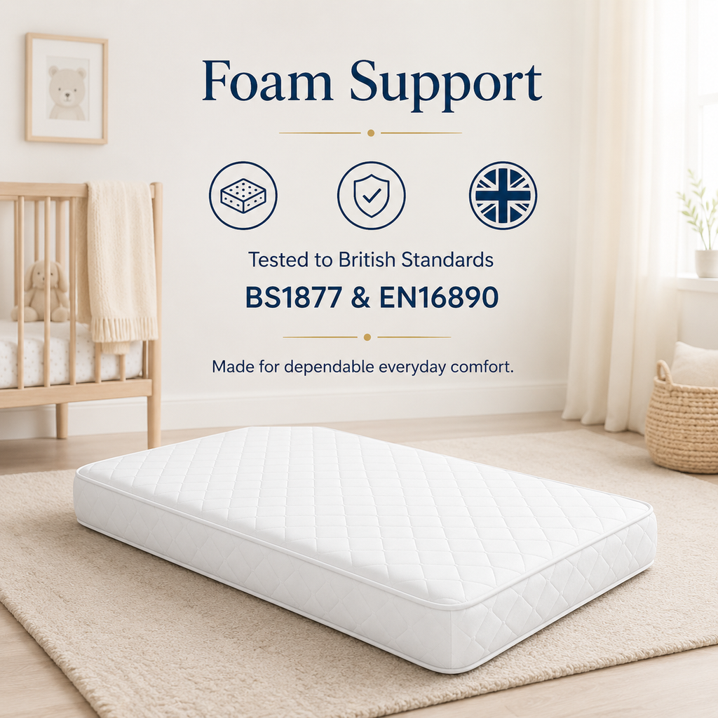 Cot Bed Mattress 130 x 70 x 7 cm with Super Soft Breathable Water-Resistant Quilted Cover