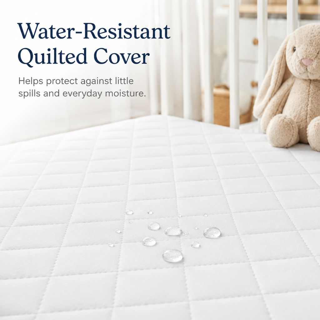 Children Cot Bed Mattress with Anti-Allergy Quilted Breathable Cover – Waterproof, Extra Thick, Double Sided, Removable Zip Cover, Made in UK