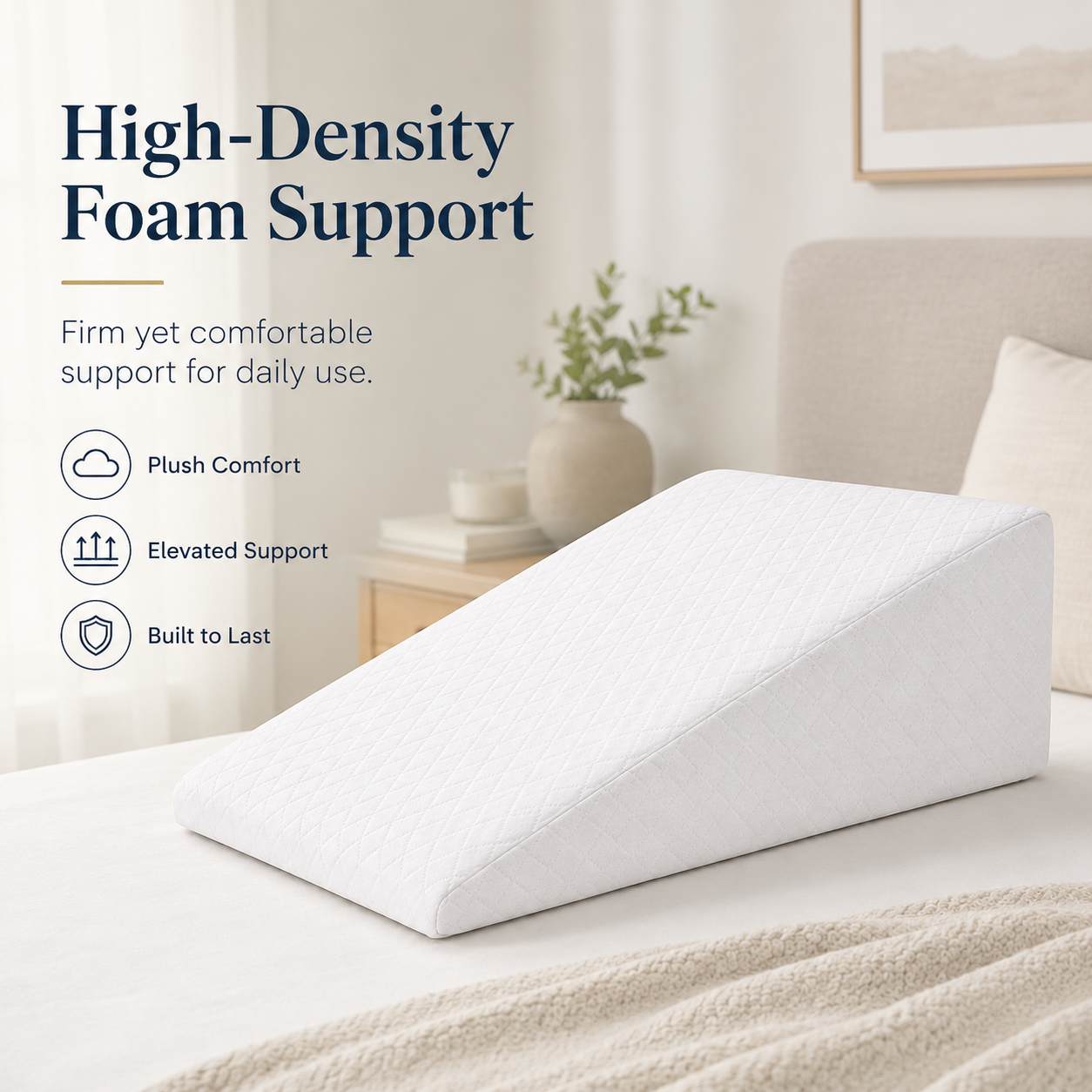 RAINBOW Adult Leg Elevation Wedge Pillow – High-Density Foam Support Pillow with Removable Washable Cover for Sleep, Rest & Recovery Comfort