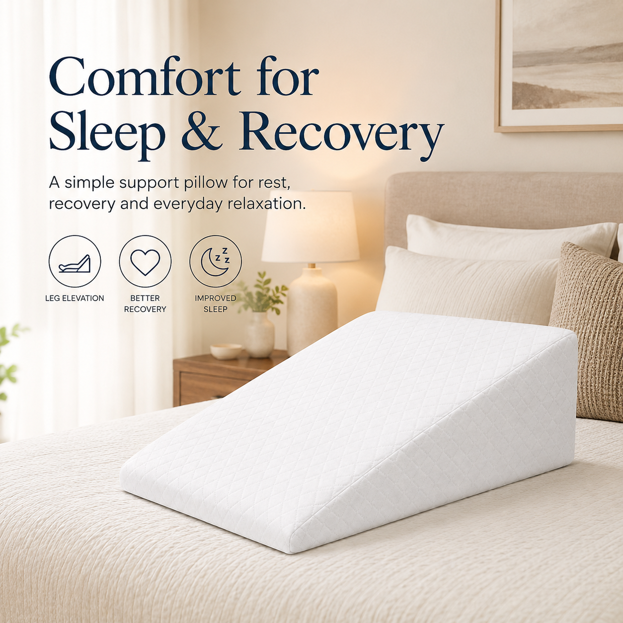 RAINBOW Adult Leg Elevation Wedge Pillow – High-Density Foam Support Pillow with Removable Washable Cover for Sleep, Rest & Recovery Comfort