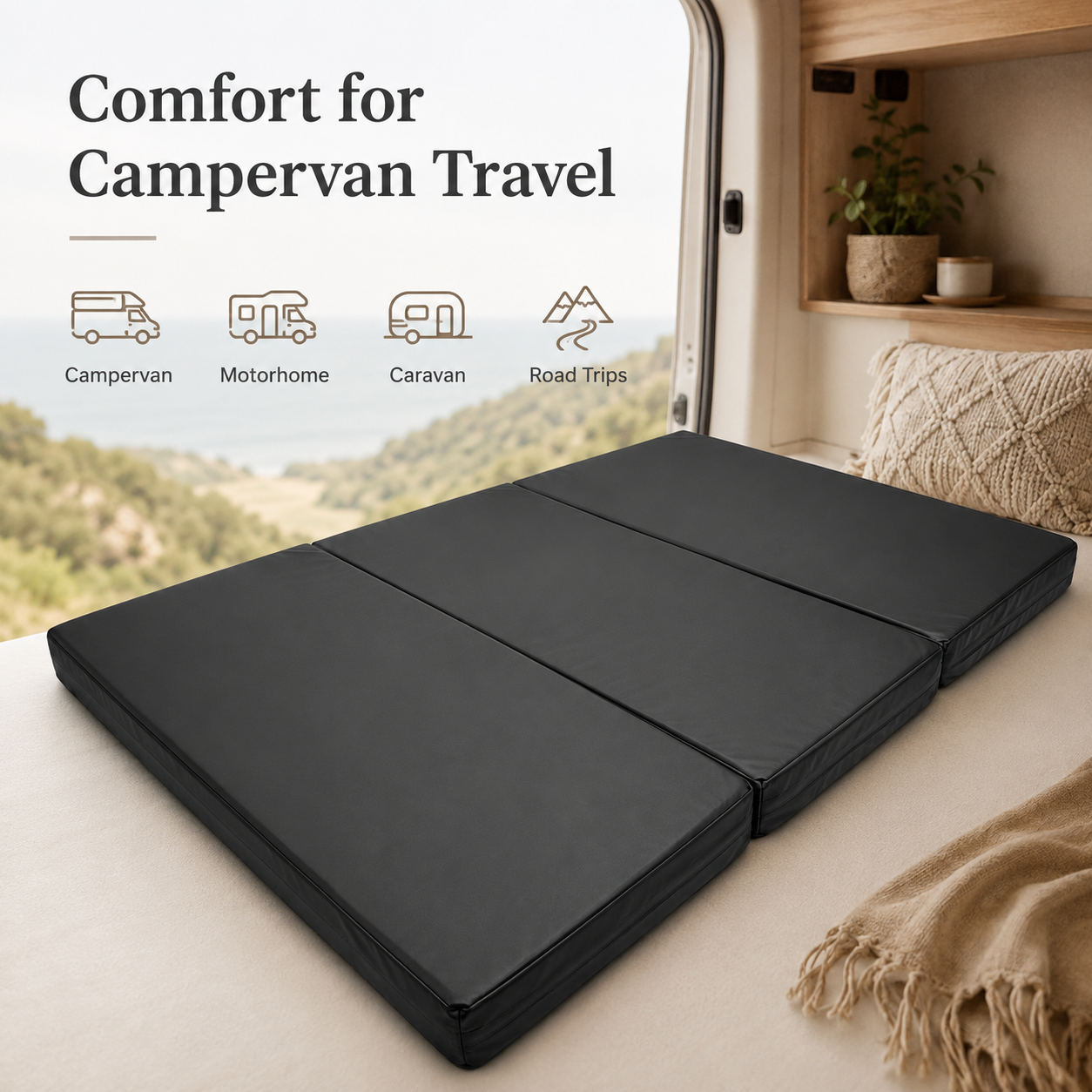 Camping Campervan & Motorhome Bed Mattress Topper for VW T4, T5, T6 and Mercedes Vans