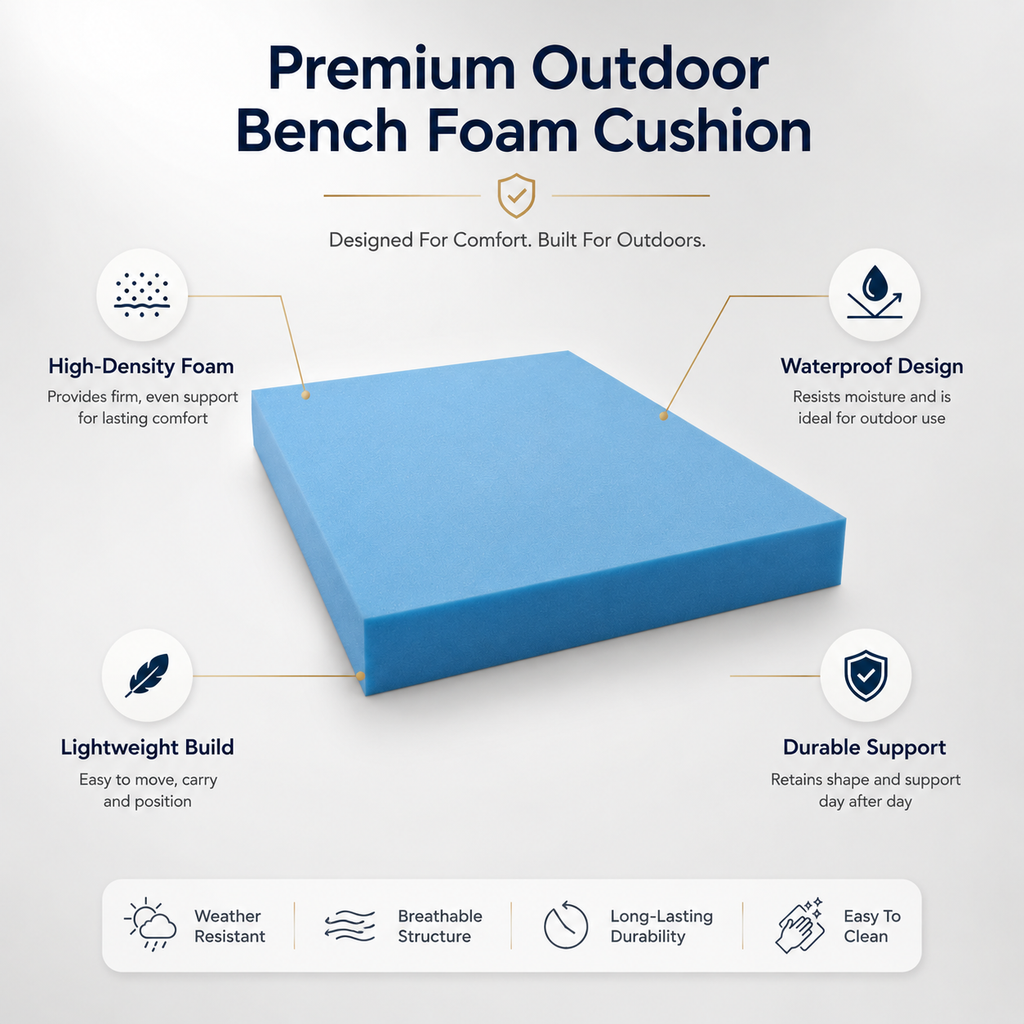 RAINBOW Waterproof Bench Cushion for 2, 3 & 4 Seater Garden Benches – High-Density Foam Outdoor Seat Pad