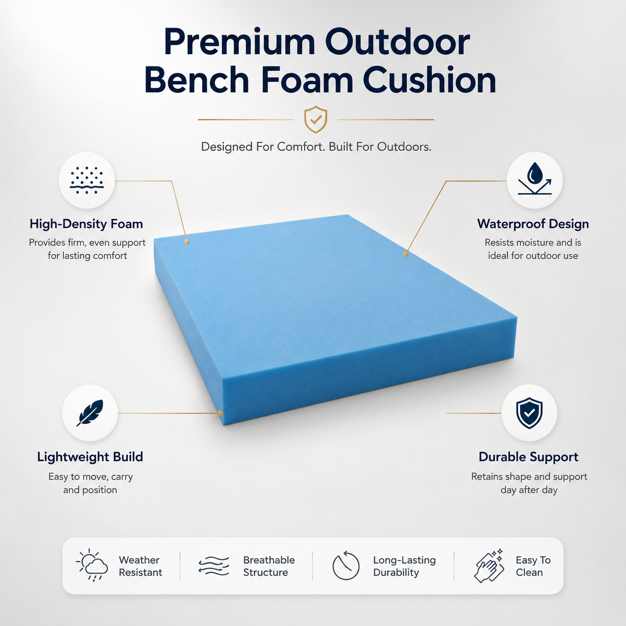 RAINBOW Waterproof Bench Cushion for 2, 3 & 4 Seater Garden Benches – High-Density Foam Outdoor Seat Pad
