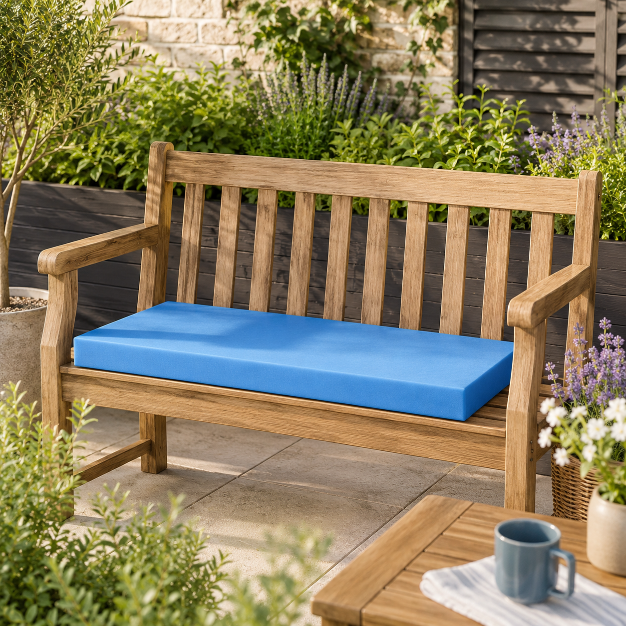 RAINBOW Waterproof Bench Cushion for 2, 3 & 4 Seater Garden Benches – High-Density Foam Outdoor Seat Pad