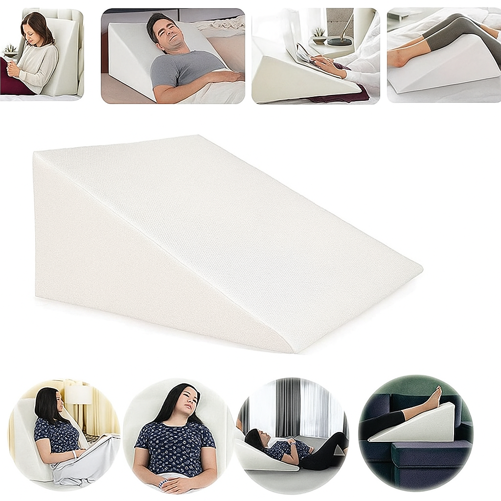 Large Orthopaedic Wedge Pillow for Adults - Acid Reflux, Snoring, Back, Neck, Leg Pain, Heartburn, Maternity & Pregnancy Support - Quilted/Washable Zip Cover