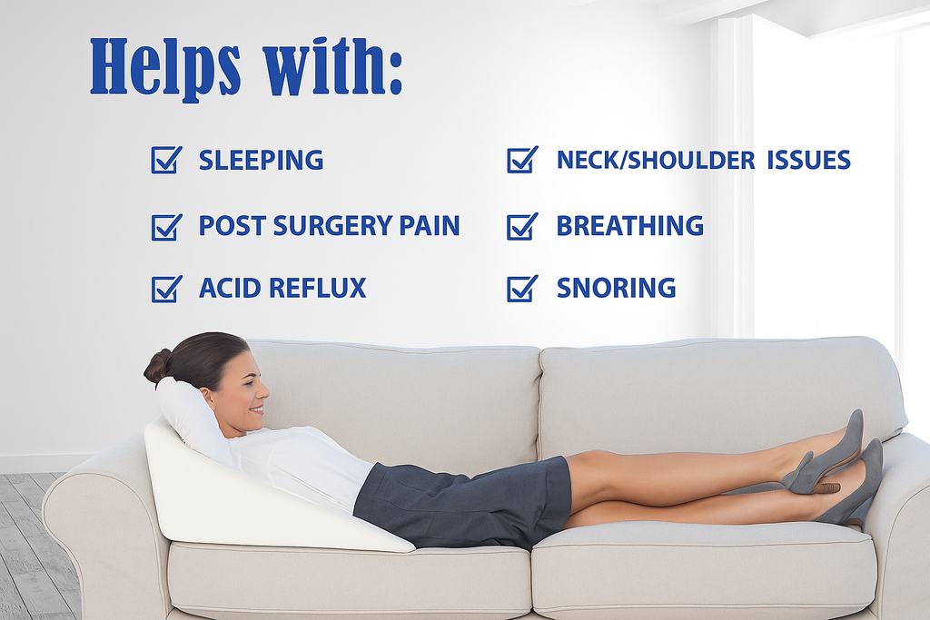 Large Orthopaedic Wedge Pillow for Adults - Acid Reflux, Snoring, Back, Neck, Leg Pain, Heartburn, Maternity & Pregnancy Support - Quilted/Washable Zip Cover