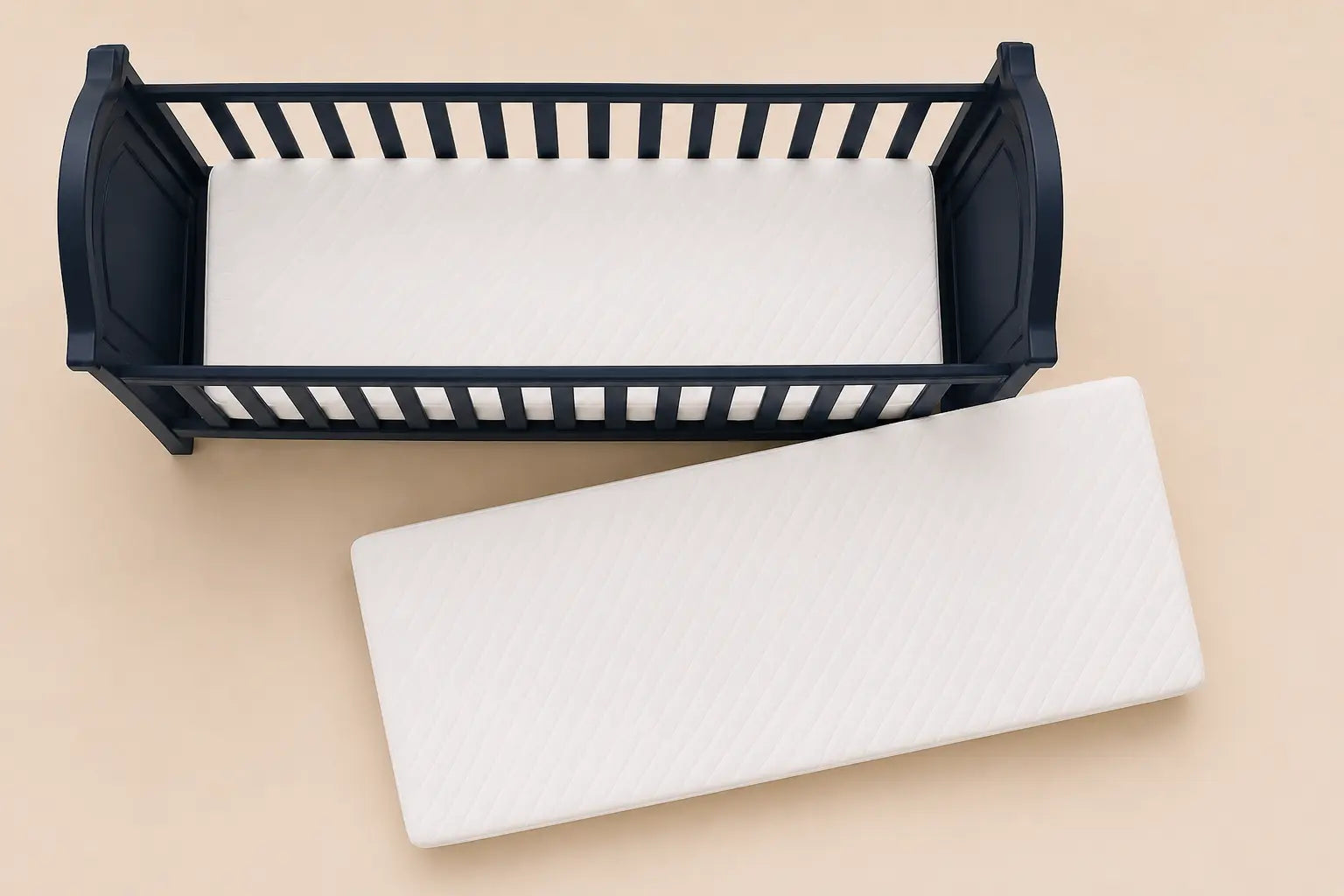 Baby Travel Cot Bed Mattress - Quilted Breathable, Removable Zip Cover, Double Sided - Made in the UK (Available in all Cot Bed Sizes) )
